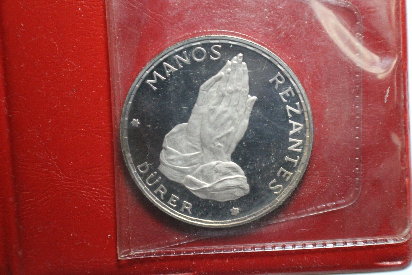 1970 Equatorial Guinea Proof 100 Pesetas Silver Coin Manos Rezantes Durer