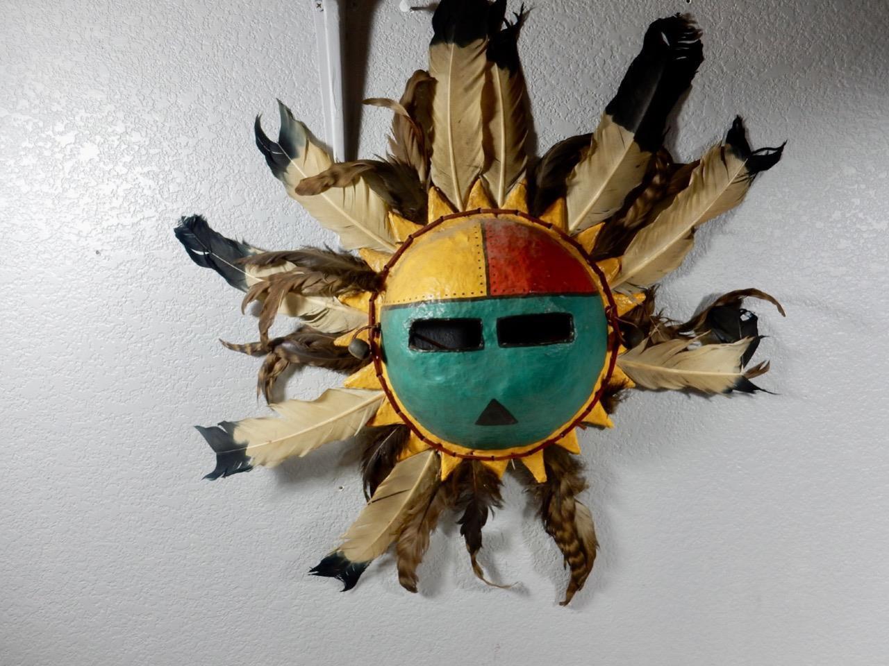 Vintage Ornamental Ceremonial Mask Crafted By Artist Reshell Arnwall, Utah-hopi