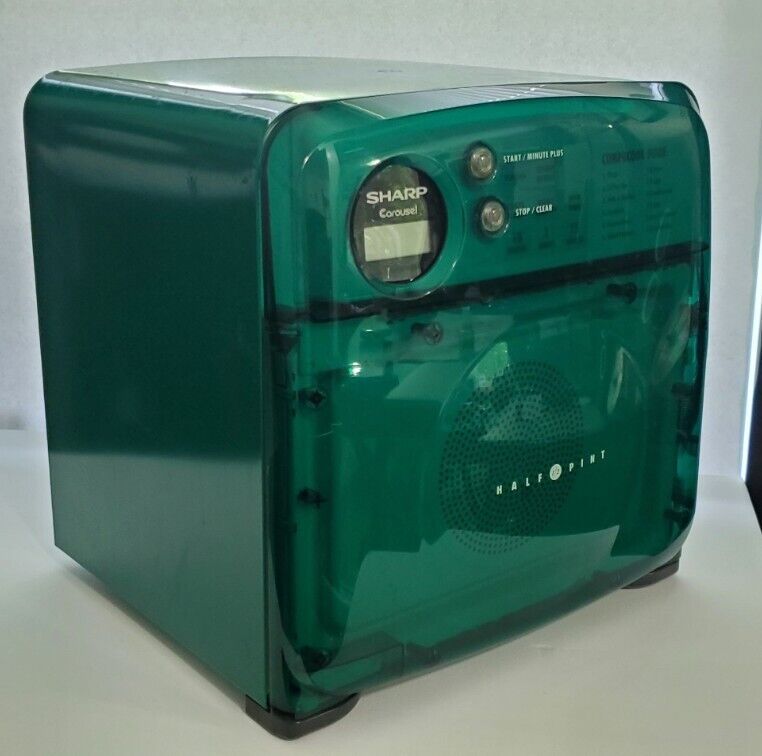 Sharp Half Pint Carousel Microwave R-120dg Green Small Used Works