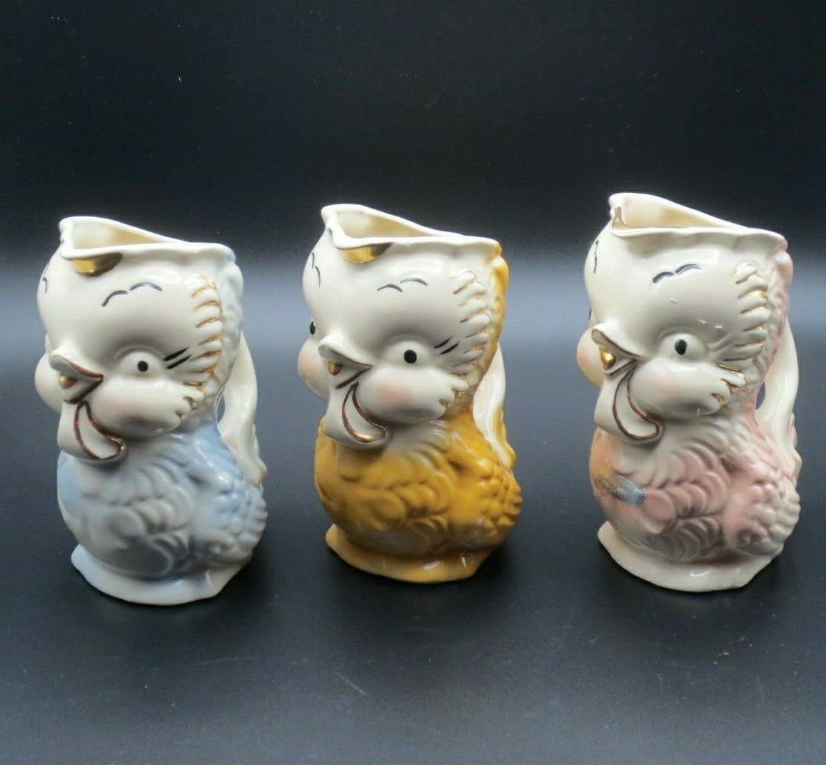 Vintage Shawnee U.s.a. Pottery "owl" Pitchers - Set Of 3 - Orig. Label