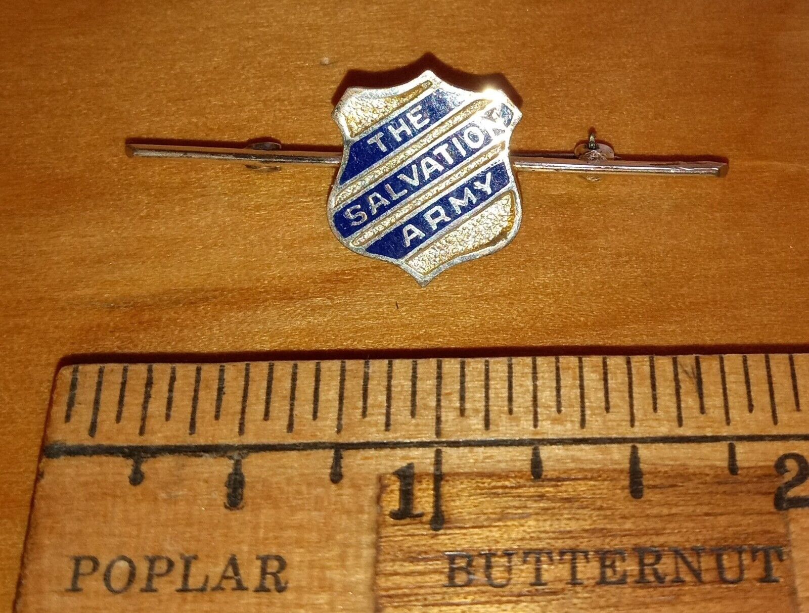 Early Sterling Silver .925 The Salvation Army Pin Shield Enamel Pin Tie Bar Pin