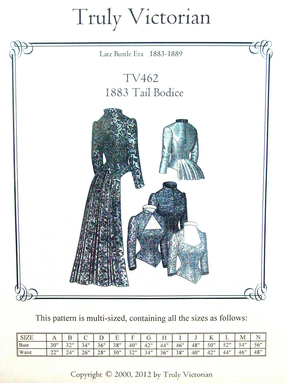 Truly Victorian Tv462 Sewing Pattern For 1883-1889 Tail Bodice Long And Short