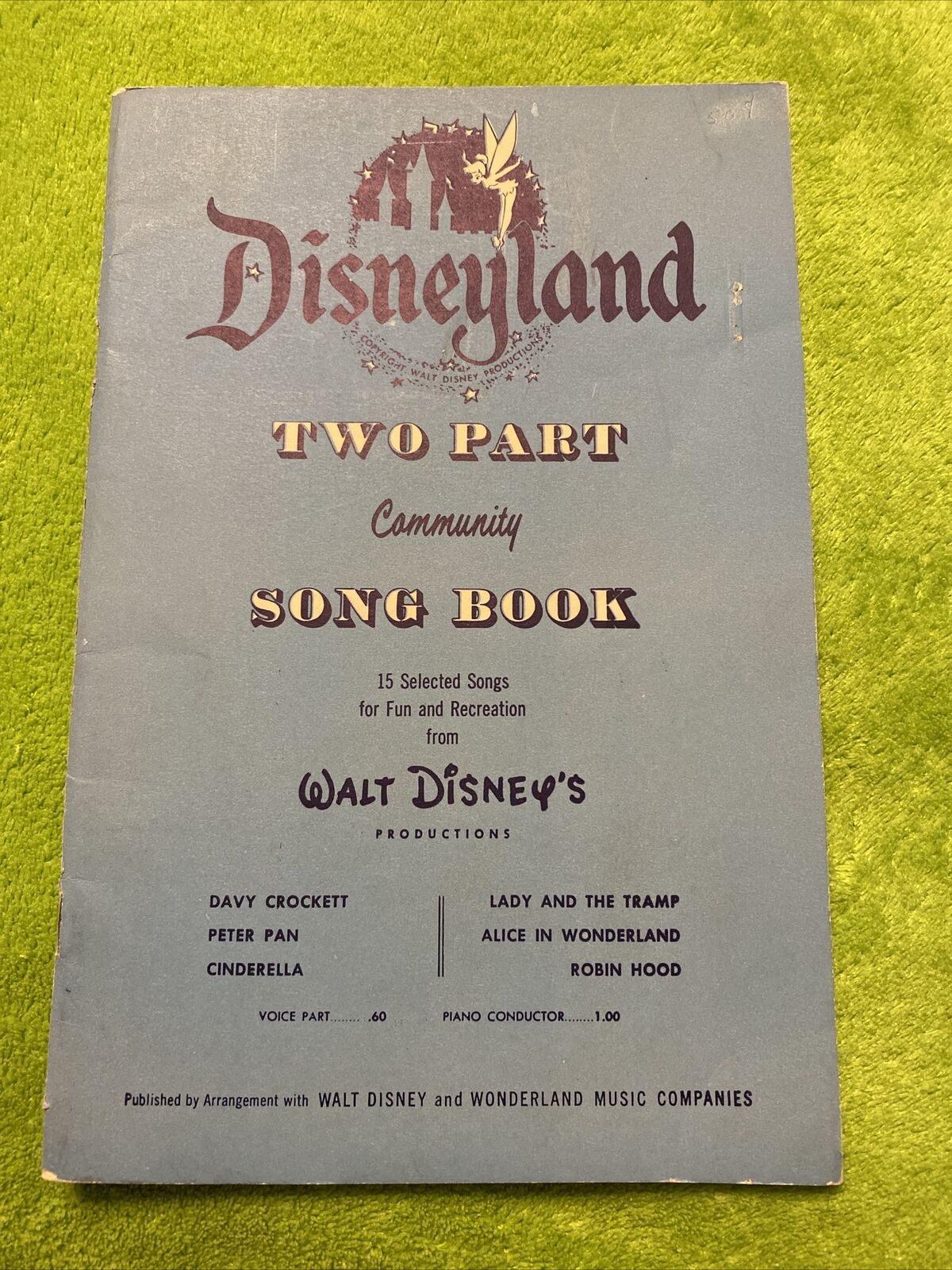 1955 Walt Disney:  Disneyland Community Song Book Walt Disney Productions