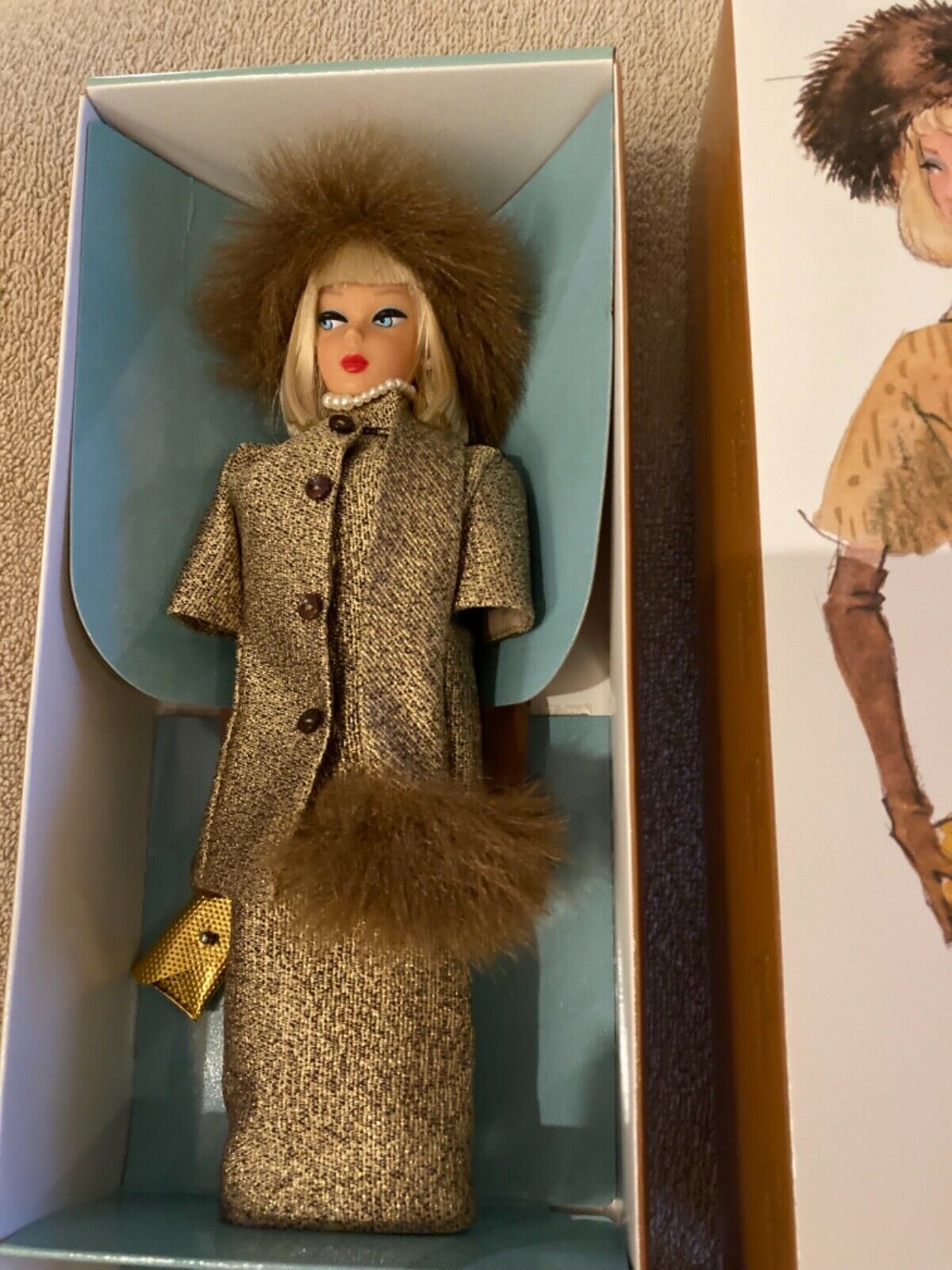 2001 Reproduction Gold And Glamour Barbie Nrfb Mint