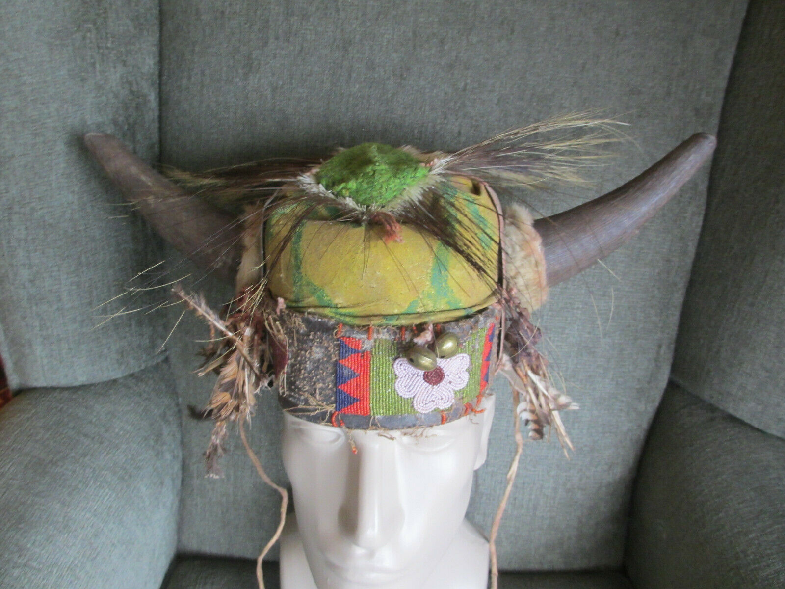 Antique Original 1850s-80s Crow Indian Tribal Native American Warrior Headdress
