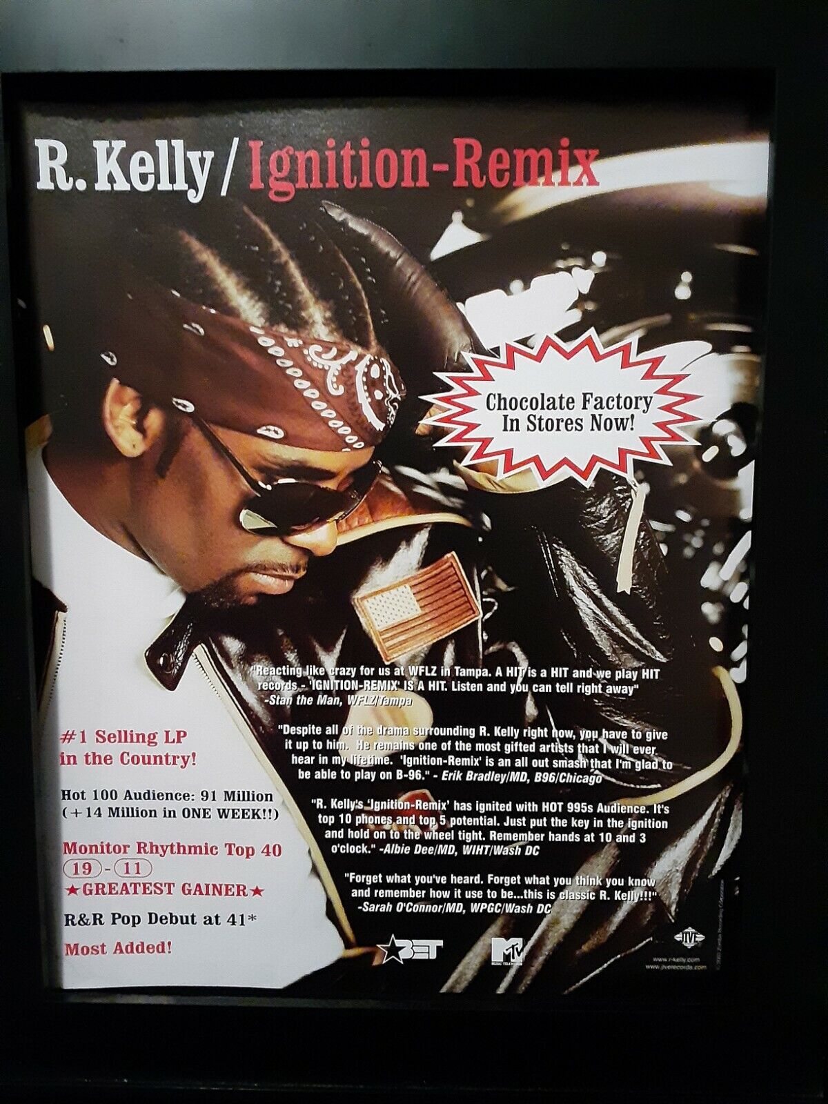 R. Kelly Ignition Remix Rare Original Promo Poster Ad Framed! #3