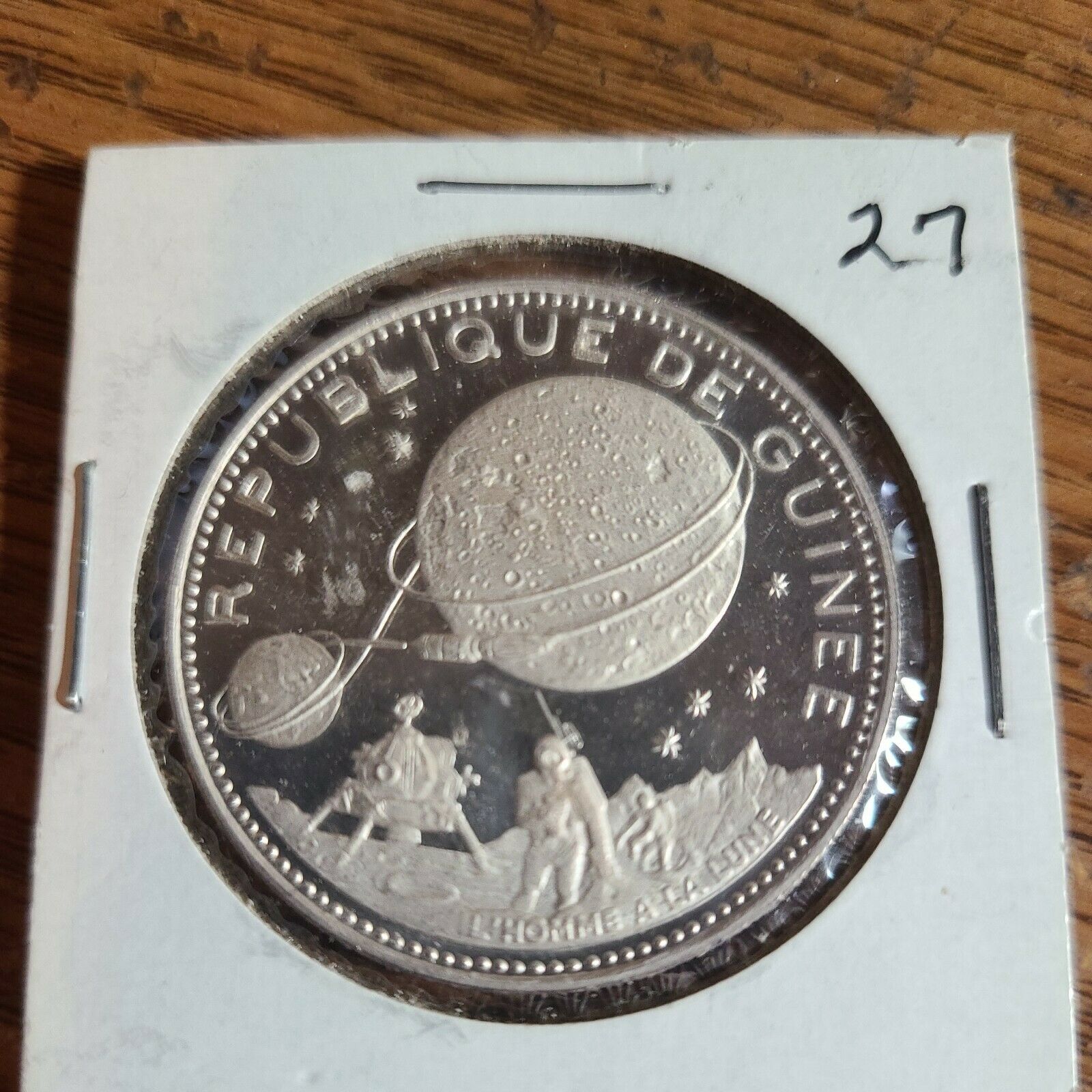 1969 Republic Of Guinea Silver Proof 250 Guinee Francs Walk On The Moon