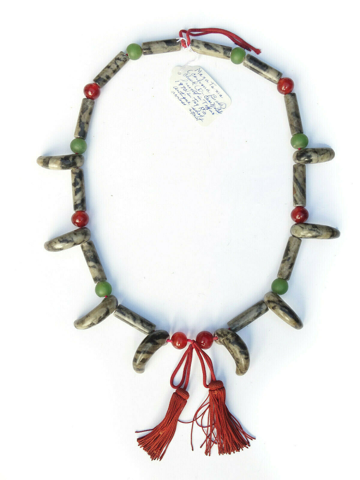 Antique Japanese Magatama Gogok Beads Buddhist Bead Necklace - Lot 17