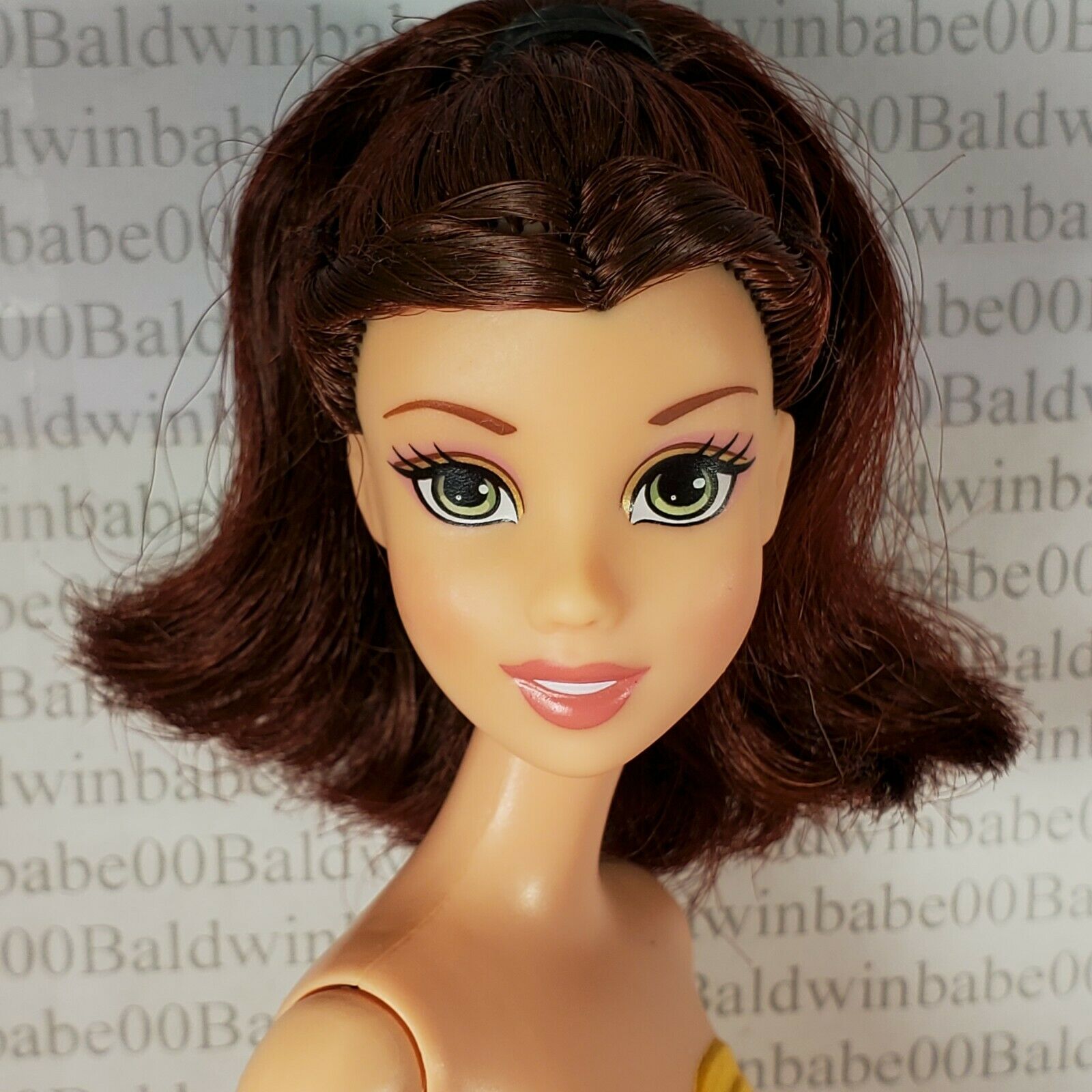 (d57) ~nude Barbie Disney Auburn Brunette Beauty & The Beast Belle Doll For Ooak