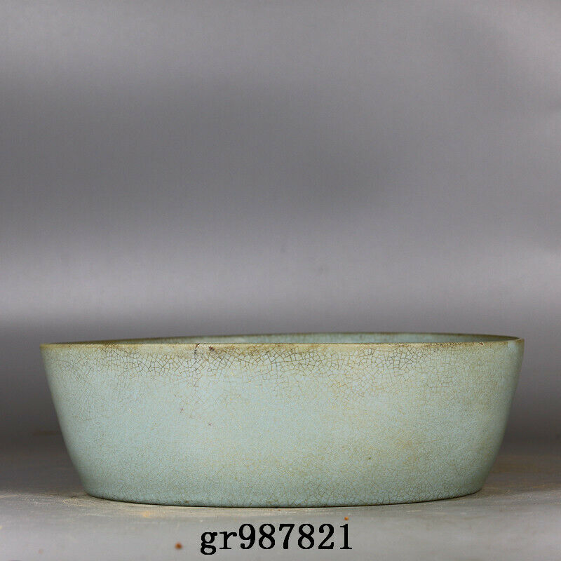 8.7" Antique Porcelain Song Dynasty Ru Kiln Cyan Glaze Ice Crack Brush Washer