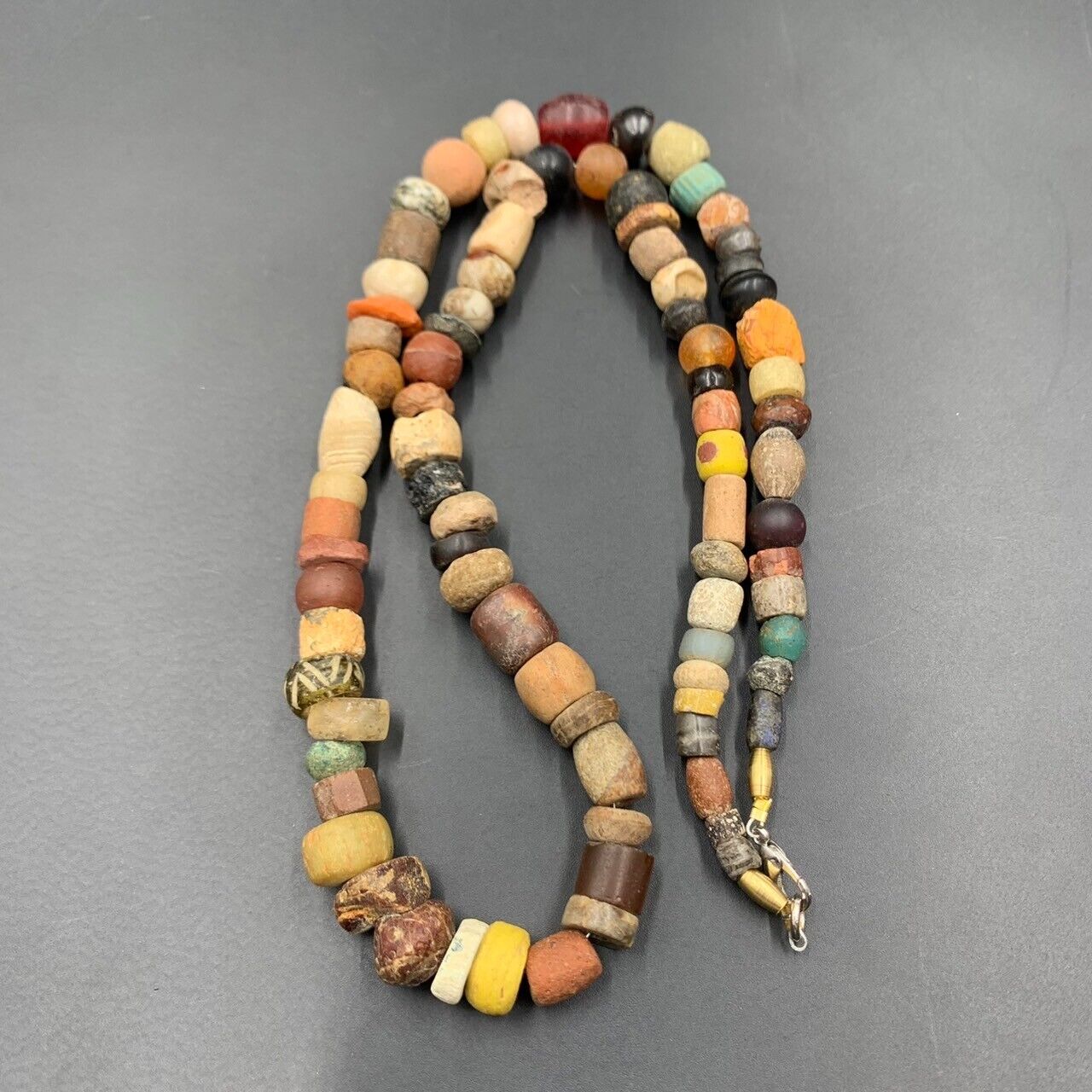 Ancient Old Mix Stone With Few Ancient Glass Beads Necklace, Antique Beads Mala