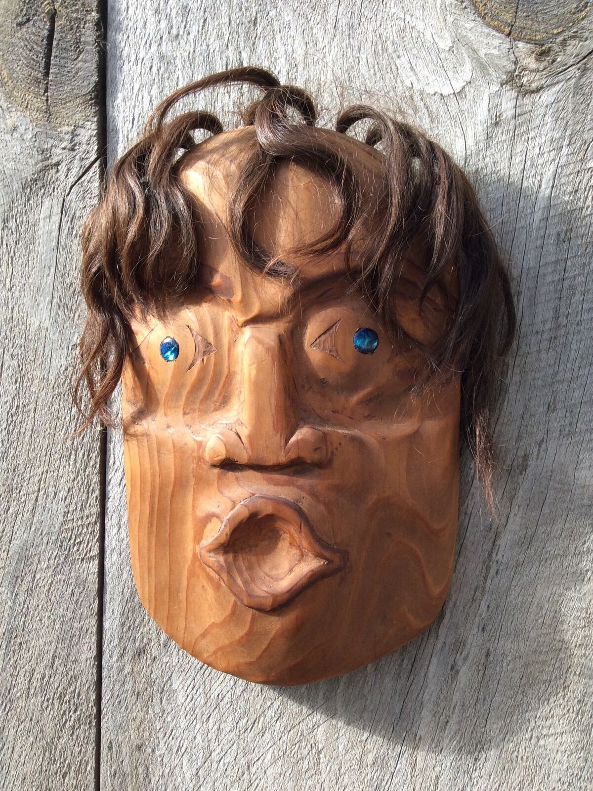 Northwest Coast Mask Salish Cedar Wild Man Of The Woods Mask Carving