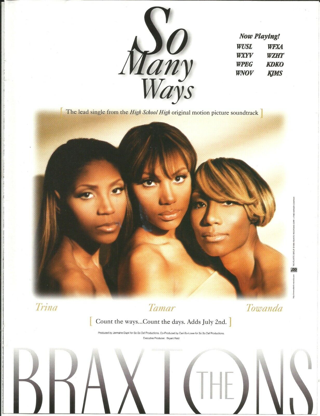 The Braxtons Rare Vintage 1996 So Many Promo Trade Ad Poster For Ways Cd Usa