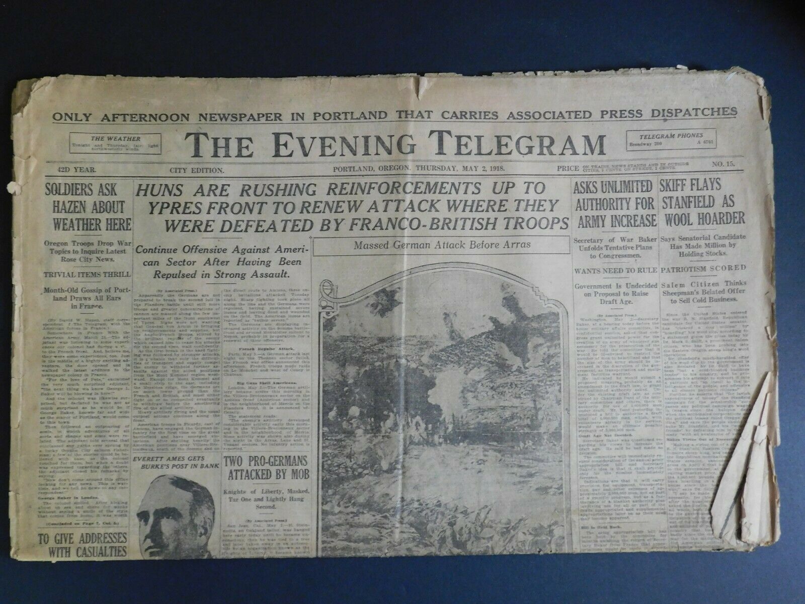 Wwi Era Newspaper - The Evening Telegram (portland, Or) - May 2 1918 - 18 Pgs.