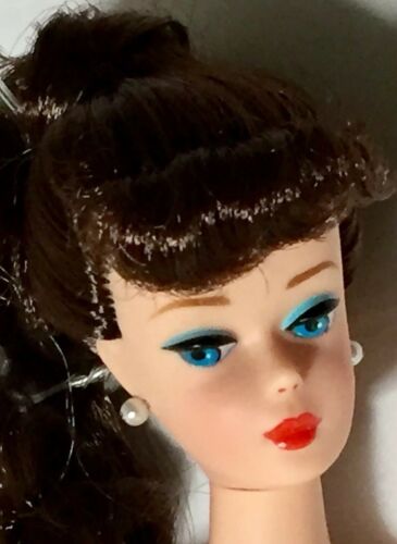 Vintage Reproduction Brunette Ponytail Barbie With Straight Arms!