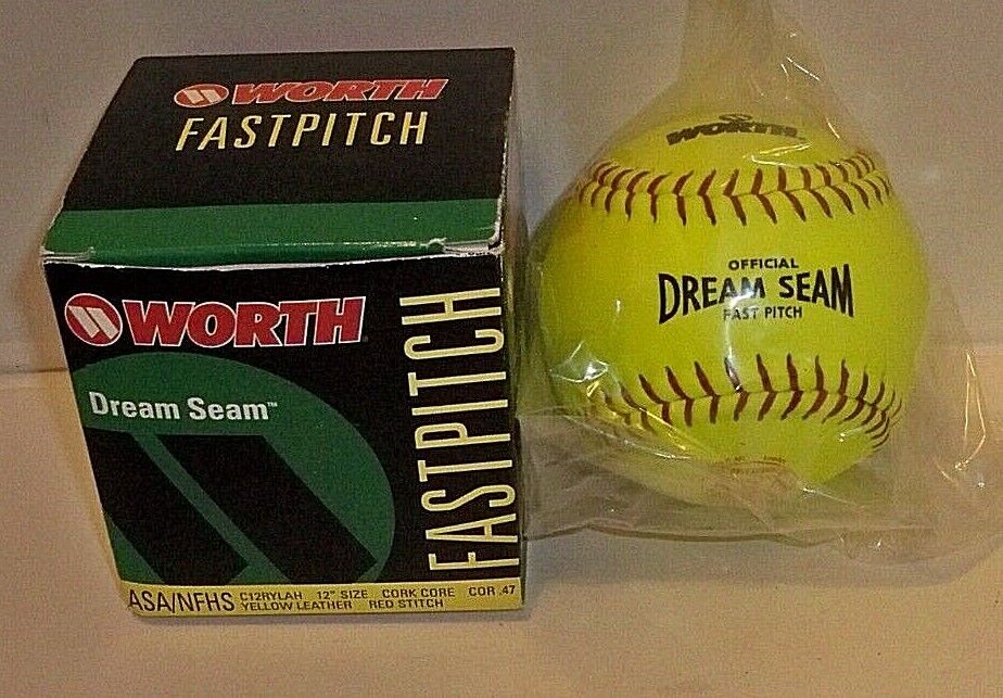 Worth Official Asa Dream Seam 12" Fastpitch Softball Yellow Leather New W/box