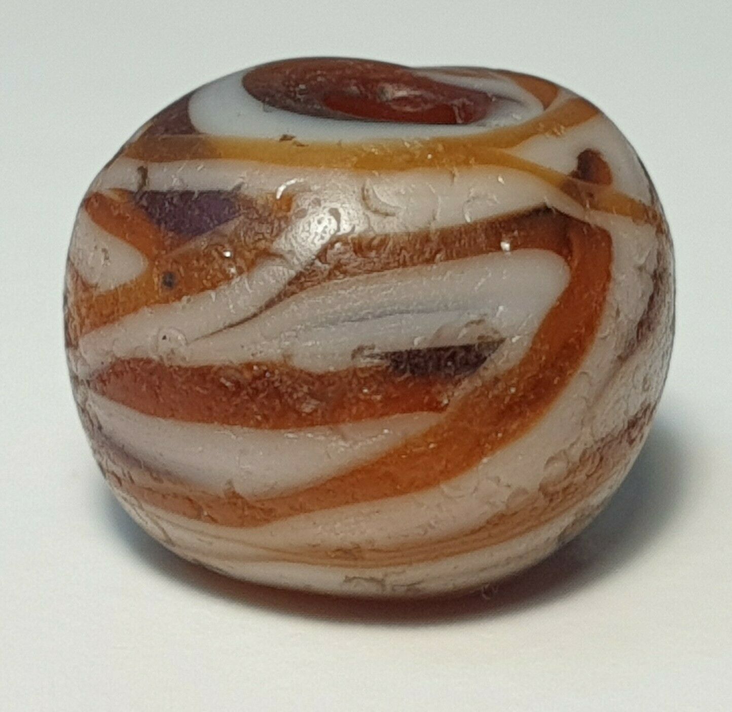 16.5mm Ancient Rare Faux Agate Banded Glass Bead