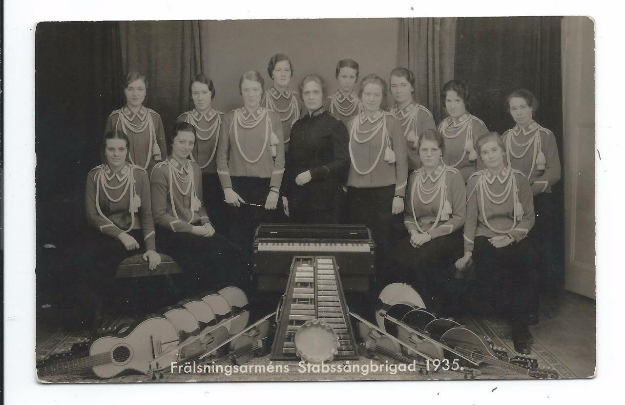 Salvation Army Band 1935 Women Songster Brigade Sweden Real Photo Postcard