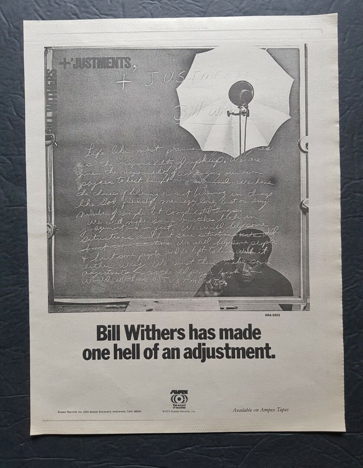 Bill Withers + 'justments Promo Print Advertisement Vintage 1974