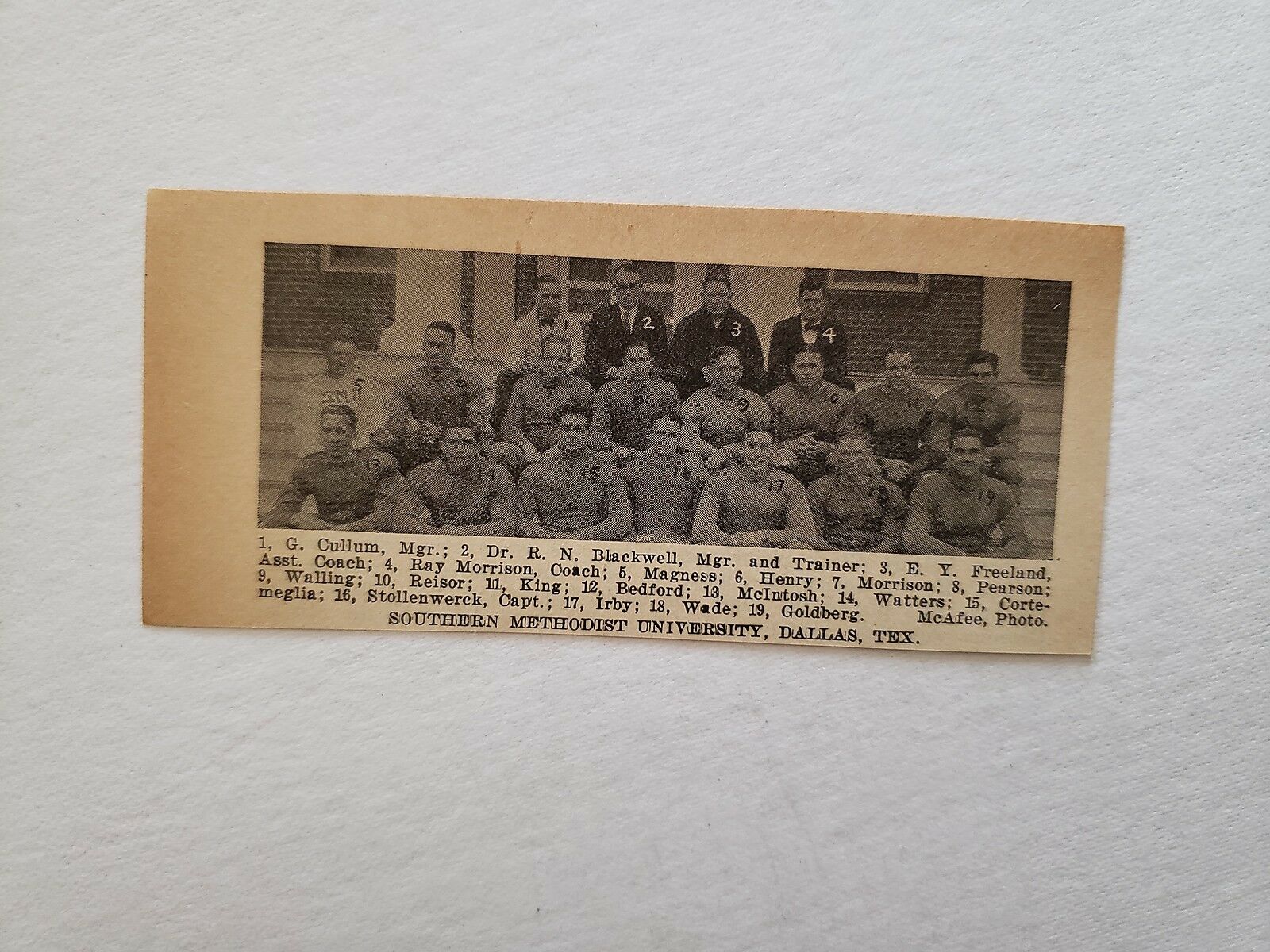 Smu Southern Methodist University 1924 Football Team Picture Rare!
