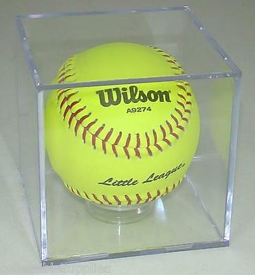 New Softball Square Display Case Cube Holder With Stand For An 11" Softball