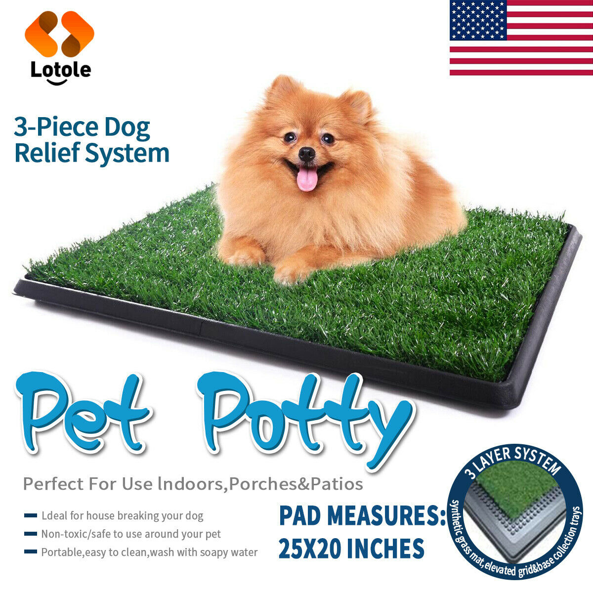 Pet Potty Trainer Grass Mat Dog Puppy Training Pee Patch Pad Indoor Toilet