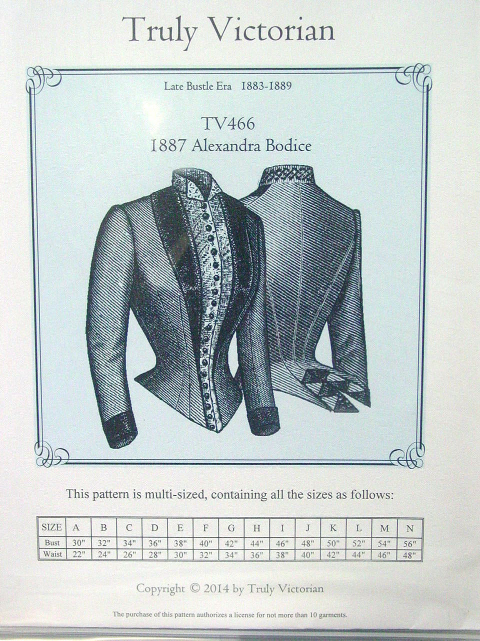 Bodice Jacket Blouse Sewing Pattern Truly Victorian Tv466 Late 1880's Alexandra