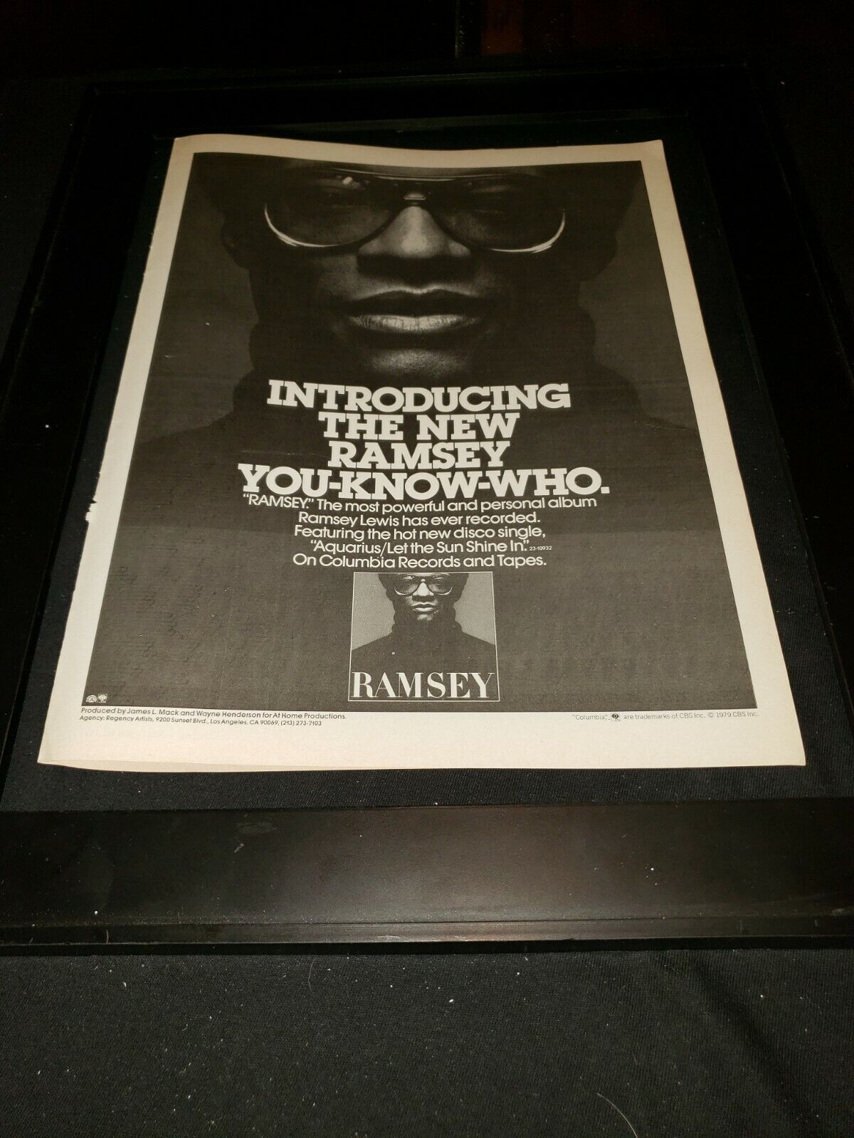 Ramsey Lewis Aquarius Rare Original Promo Poster Ad Framed!
