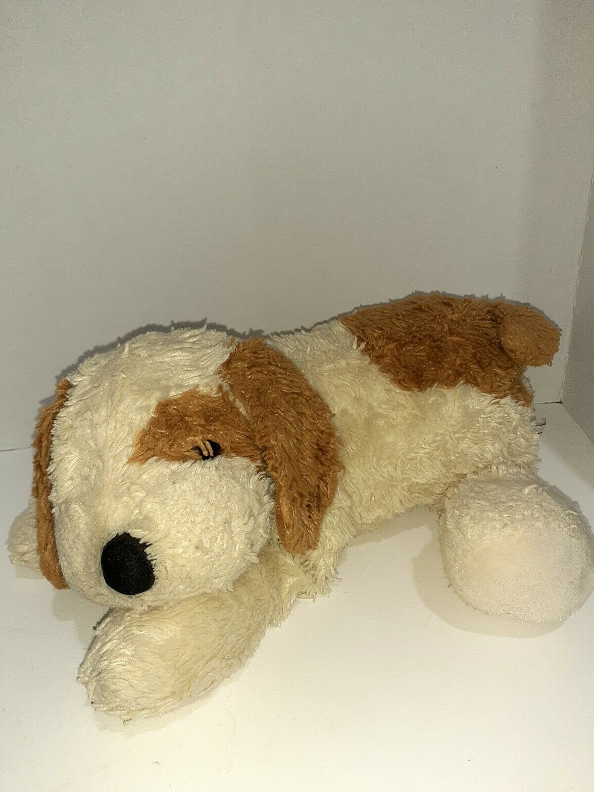 Aurora Floppy Puppy Dog 17" White Brown Plush Stuffed Animal Toy