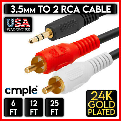 3.5mm Audio To 2 Rca Cable 1/8" Stereo Male To 2-rca Male Y Splitter Aux Lot