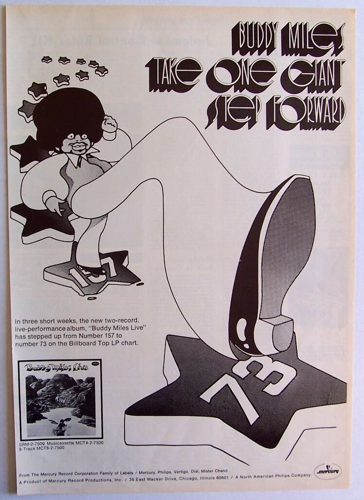 Buddy Miles 1971 Original Poster Advert  Live 73 Giant Step Forward