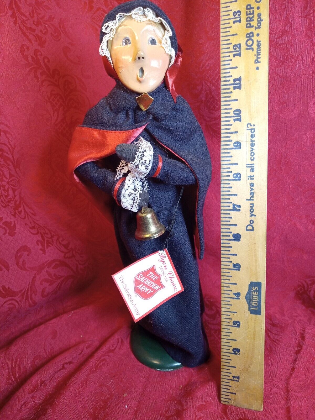 Byers Choice Salvation Army Caroler, Brass Bell 1992 With Tags Signed