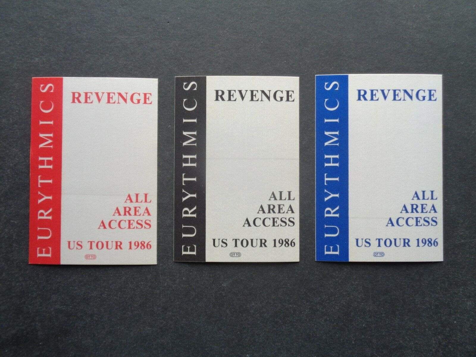 Eurythmics,collection Of 3 Rare Original Otto Backstage Passes,1986