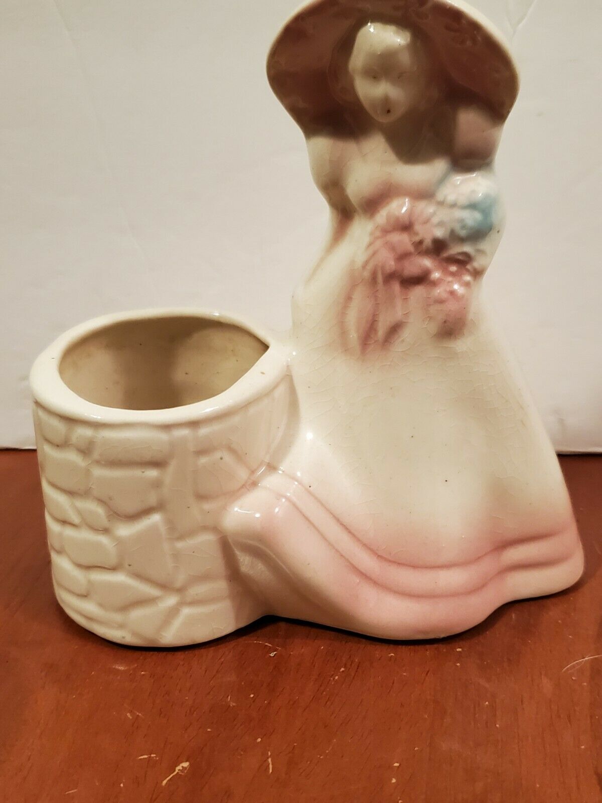 Shawnee Pottery Planter Southern Belle & Wishing Well Vintage Ceramic Lady, 6" H