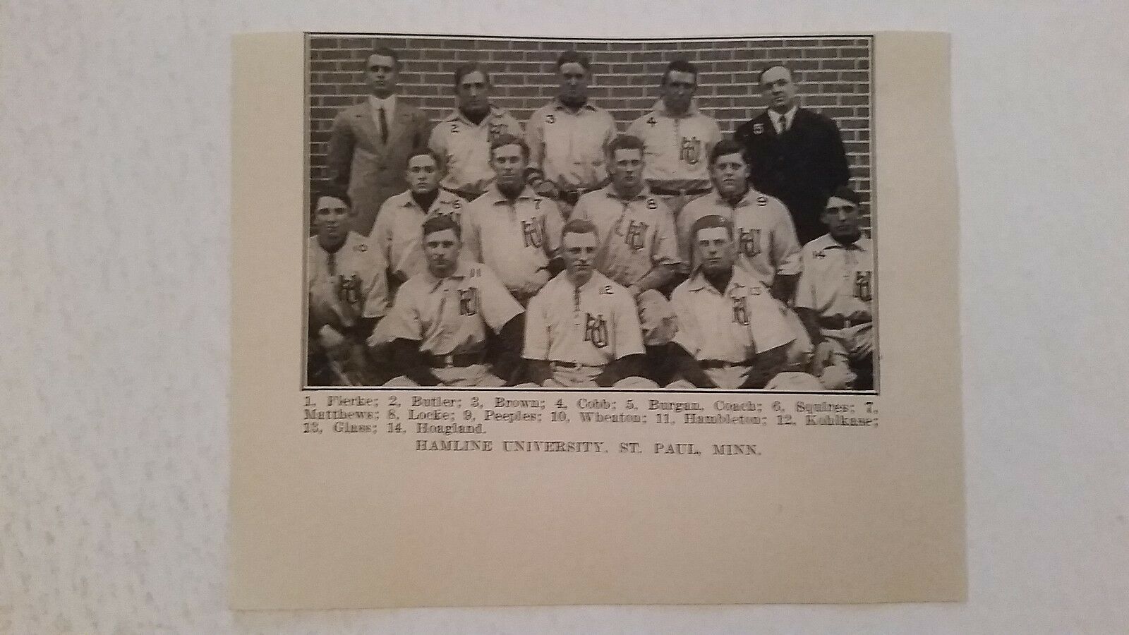 Hamline University St. Paul Minnesota 1910 Baseball Team Picture Sp Very Rare