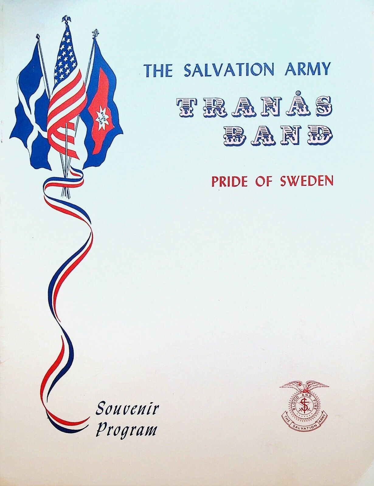 Salvation Army Tranas Band Pride Of Sweden Souvenir Program April 17 1954