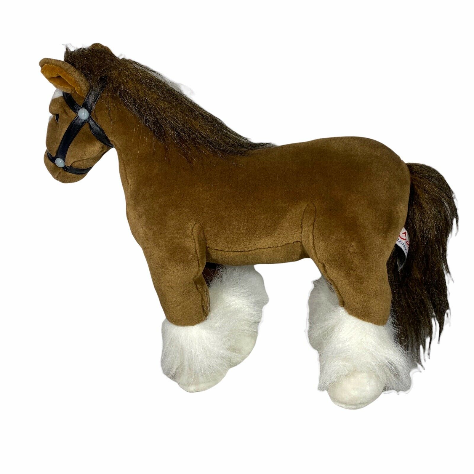 Aurora Plush Horse Brown White Standing Clydesdale 14”