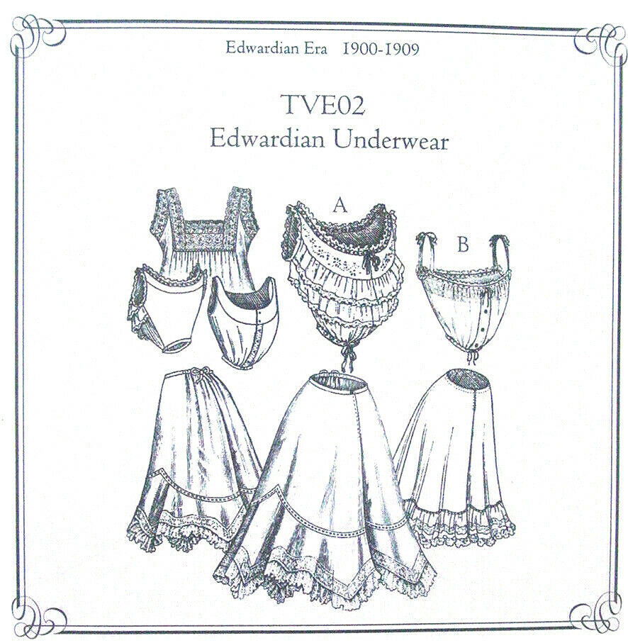 Sewing Pattern Women's Edwardian Era Underwear Camisoles Slips Tve02