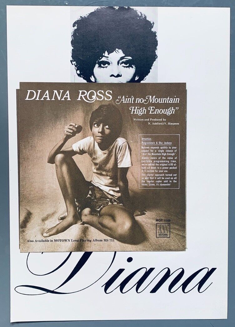 Diana Ross 1970 Original Poster Advert Ain't No Mountain High Enough Supremes