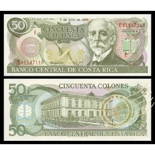 Costa Rica 1993 Year 50 Colones Brandnew Banknotes