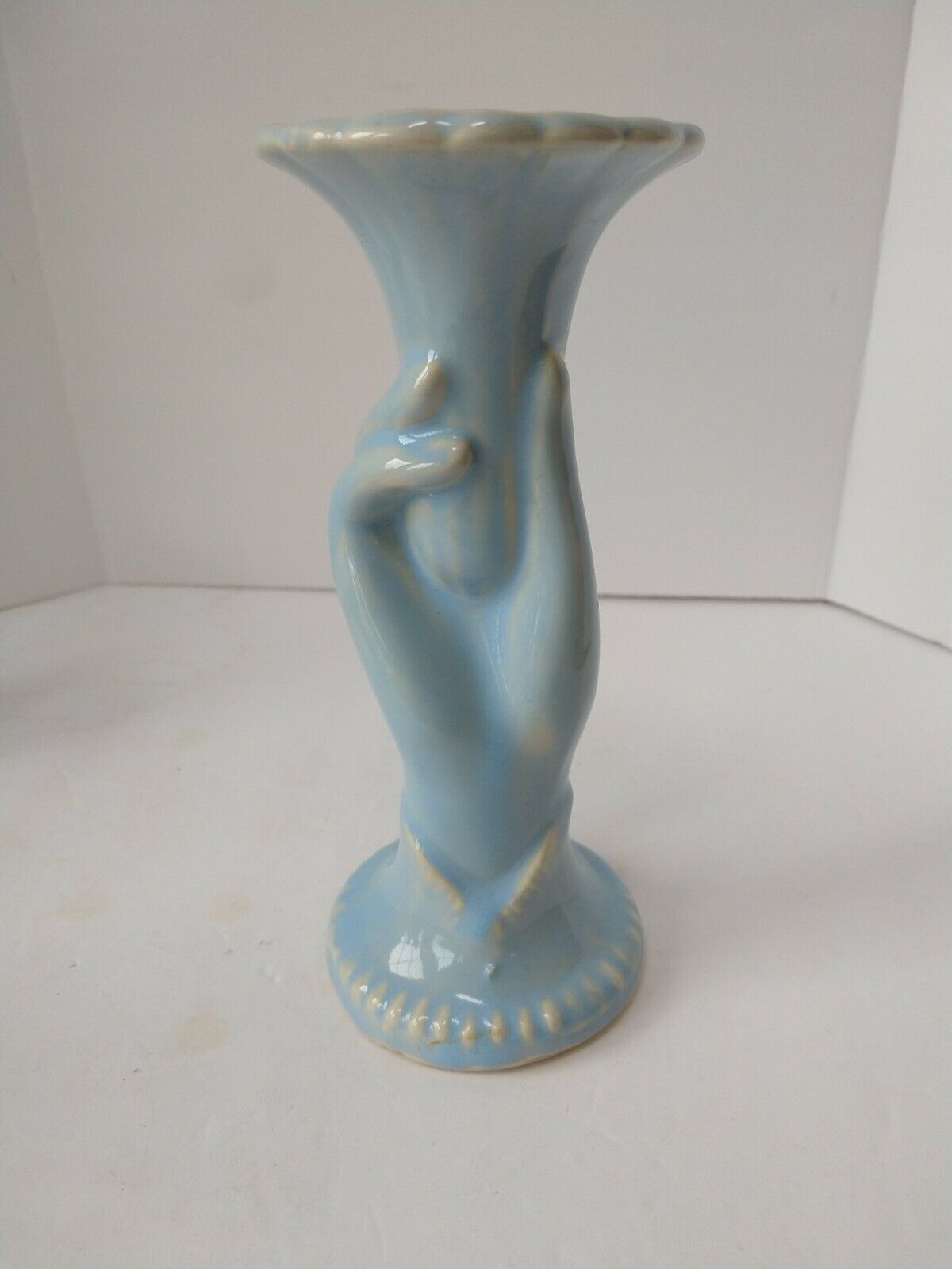 Shawnee Usa Pottery Blue Hand Vase Vintage