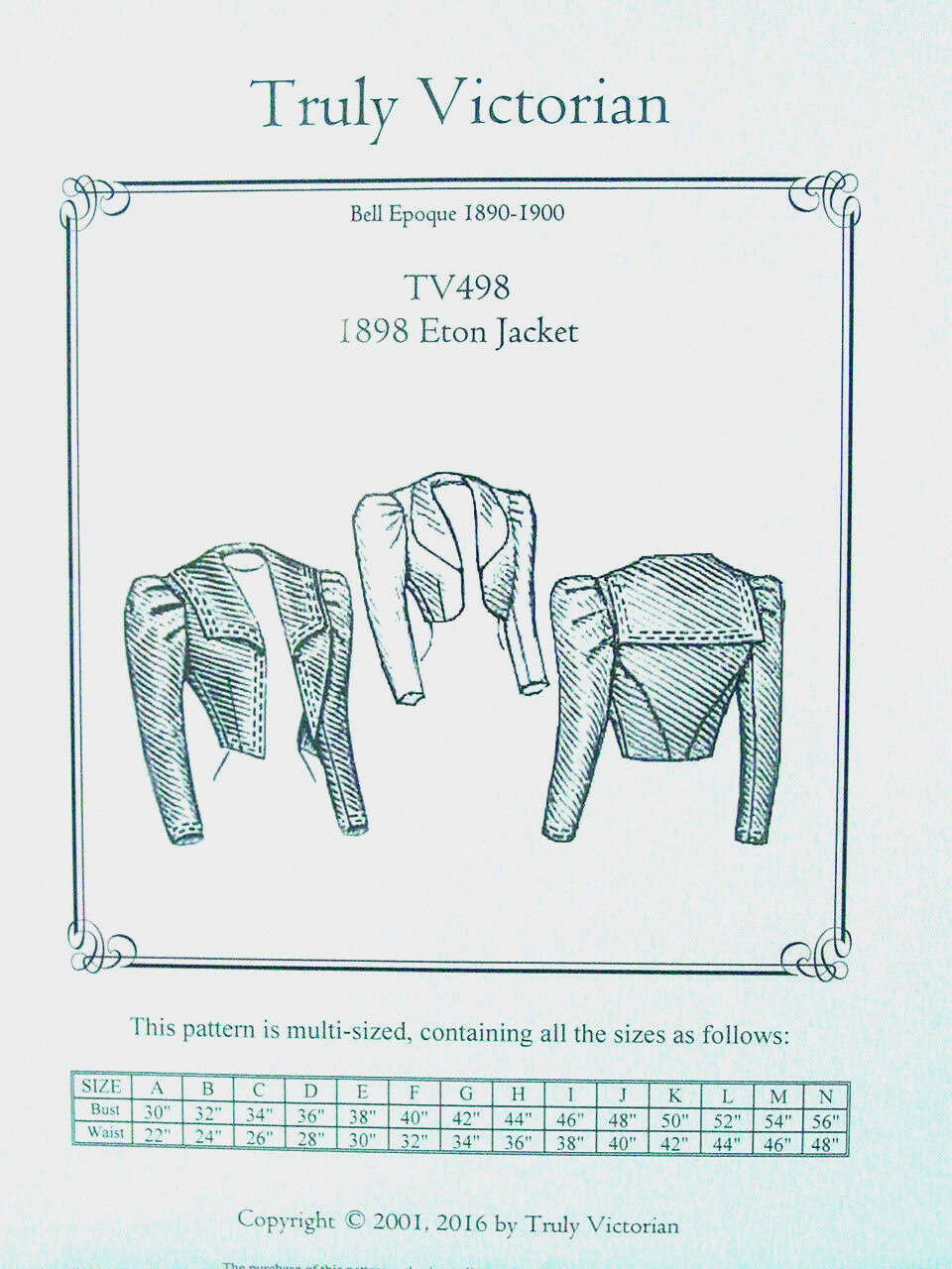 Truly Victorian Sewing Pattern Tv498 For An Eton Jacket 1890 To 1900 Victorian