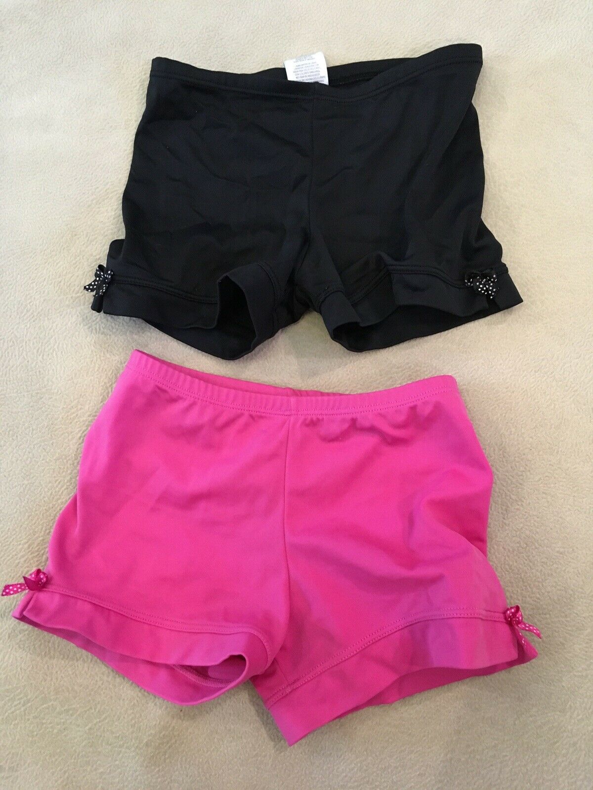 Dance Shorts Lot Xs Girls Black Pink 4/5 Nylon Spandex
