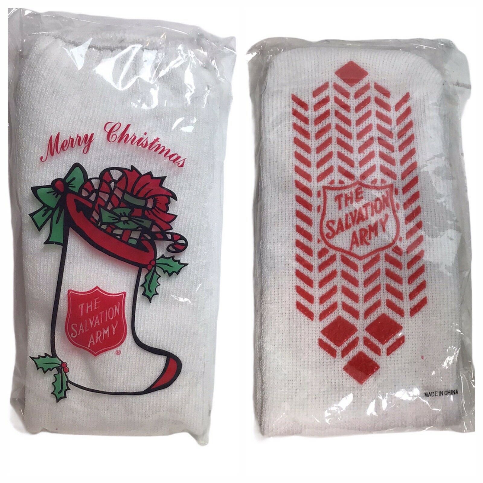 Vintage Salvation Army Socks Merry Christmas Packaging Nos Hard To Find