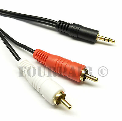 6ft (1/8") 3.5mm Aux Stereo To 2 Rca Male Audio Y Cable Adapter Cord Mp3 Ipod