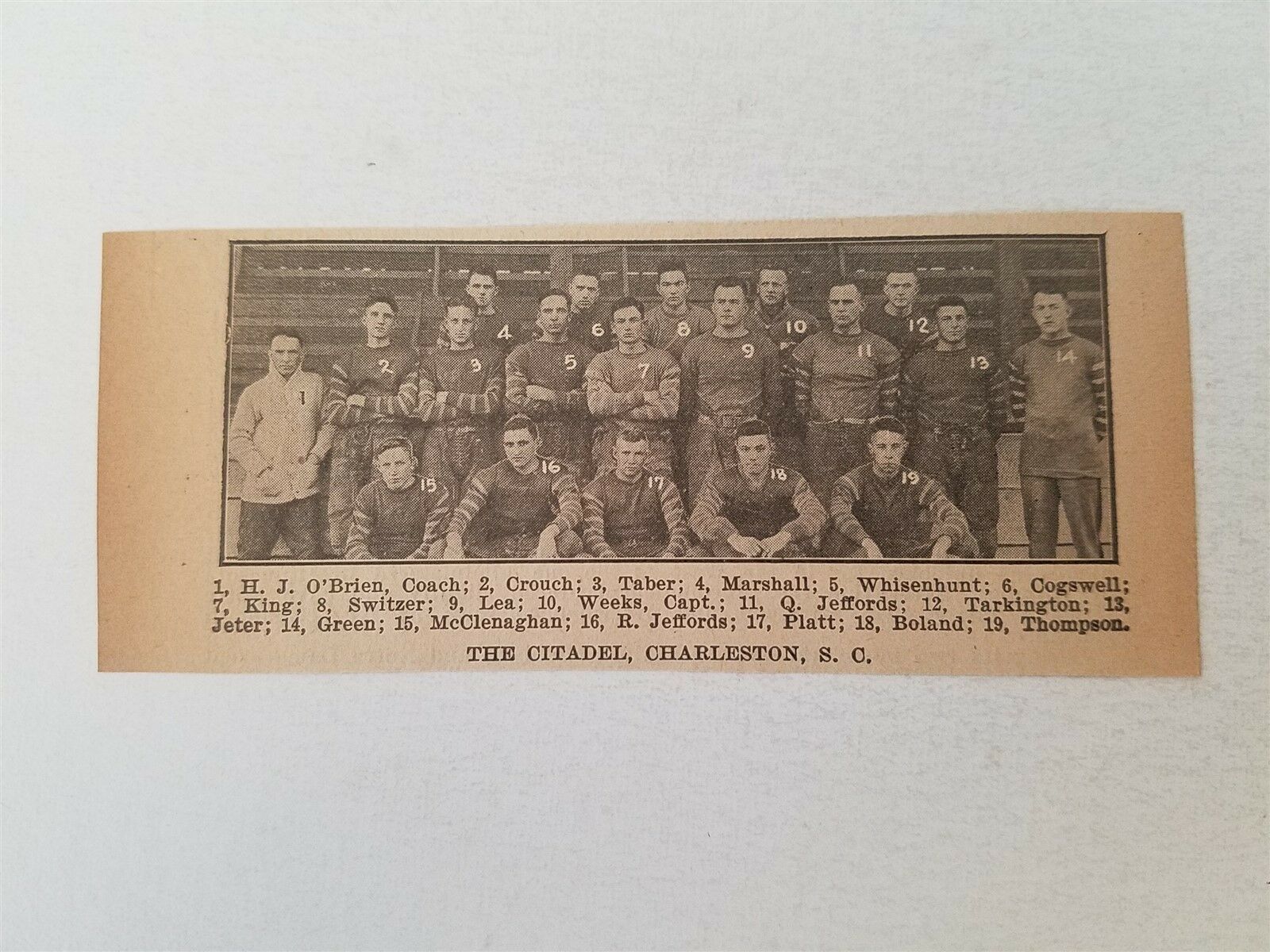 The Citadel Charleston South Carolina 1916 Football Team Picture Rare