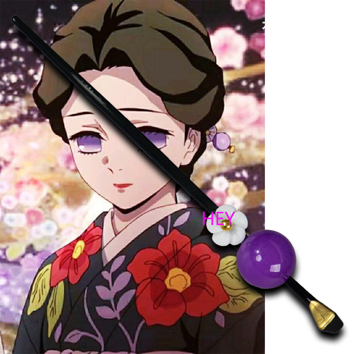 Demon Slayer Juuni Kitsuki Tamayo Handmade Hairpin Bead Flower Headdress Jewelry