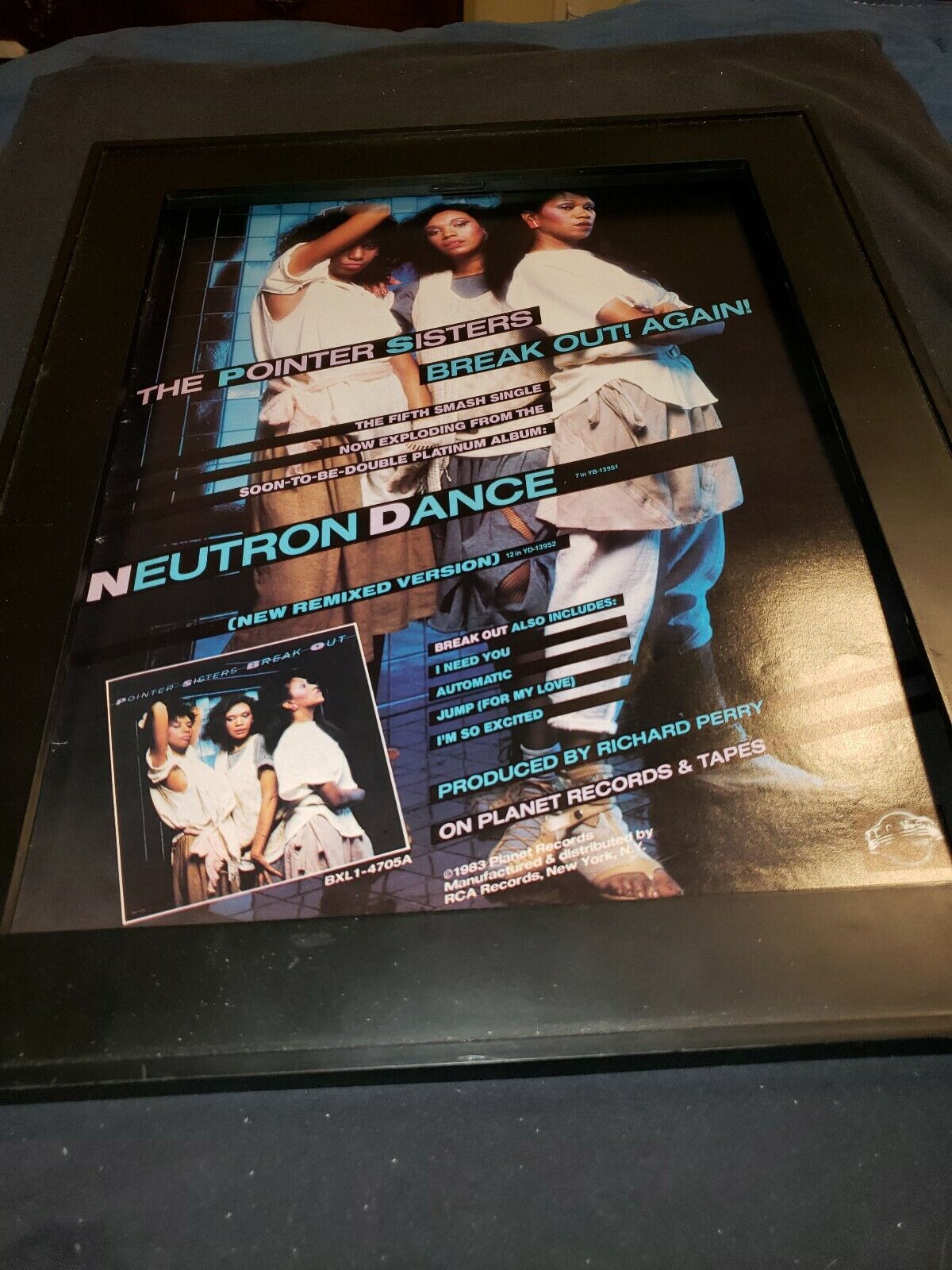 Pointer Sisters Neutron Dance Rare Original Promo Poster Ad Framed!