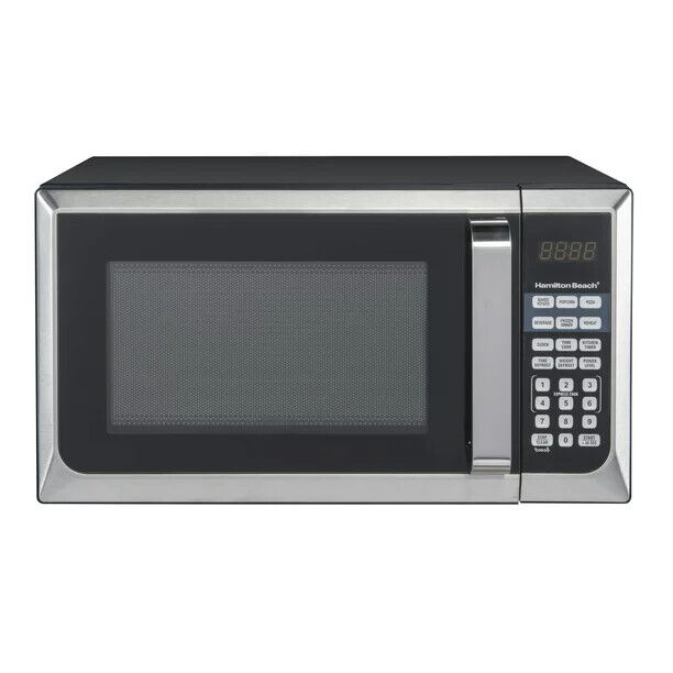 New Hamilton Beach 0.9 Cu. Ft. Microwave Oven - Black - Red - Stainless Steel