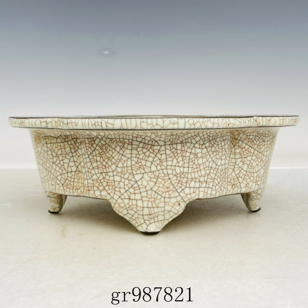 8" Old Antique Porcelain Song Dynasty Ge Kiln White Glaze Ice Crack Brush Washer